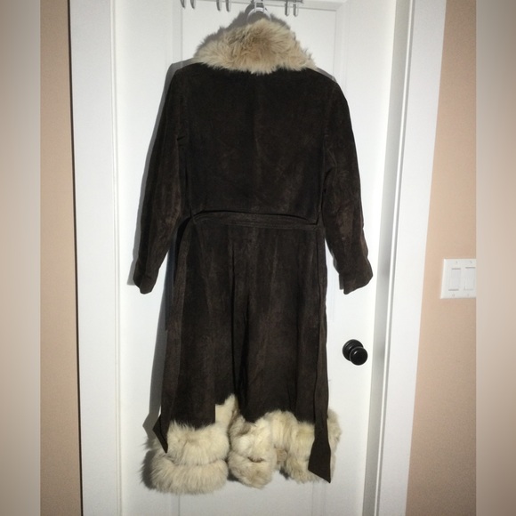 Vintage suede and fur duster long jacket - Picture 7 of 11